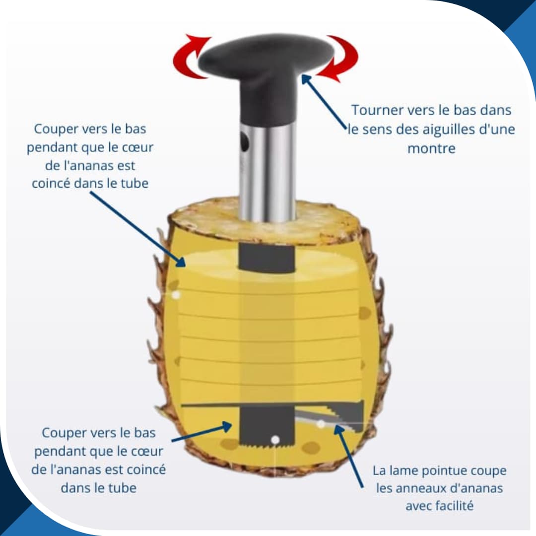 Éplucheur d'Ananas en Acier Inoxydable - Fonctionnement | udealmart.com