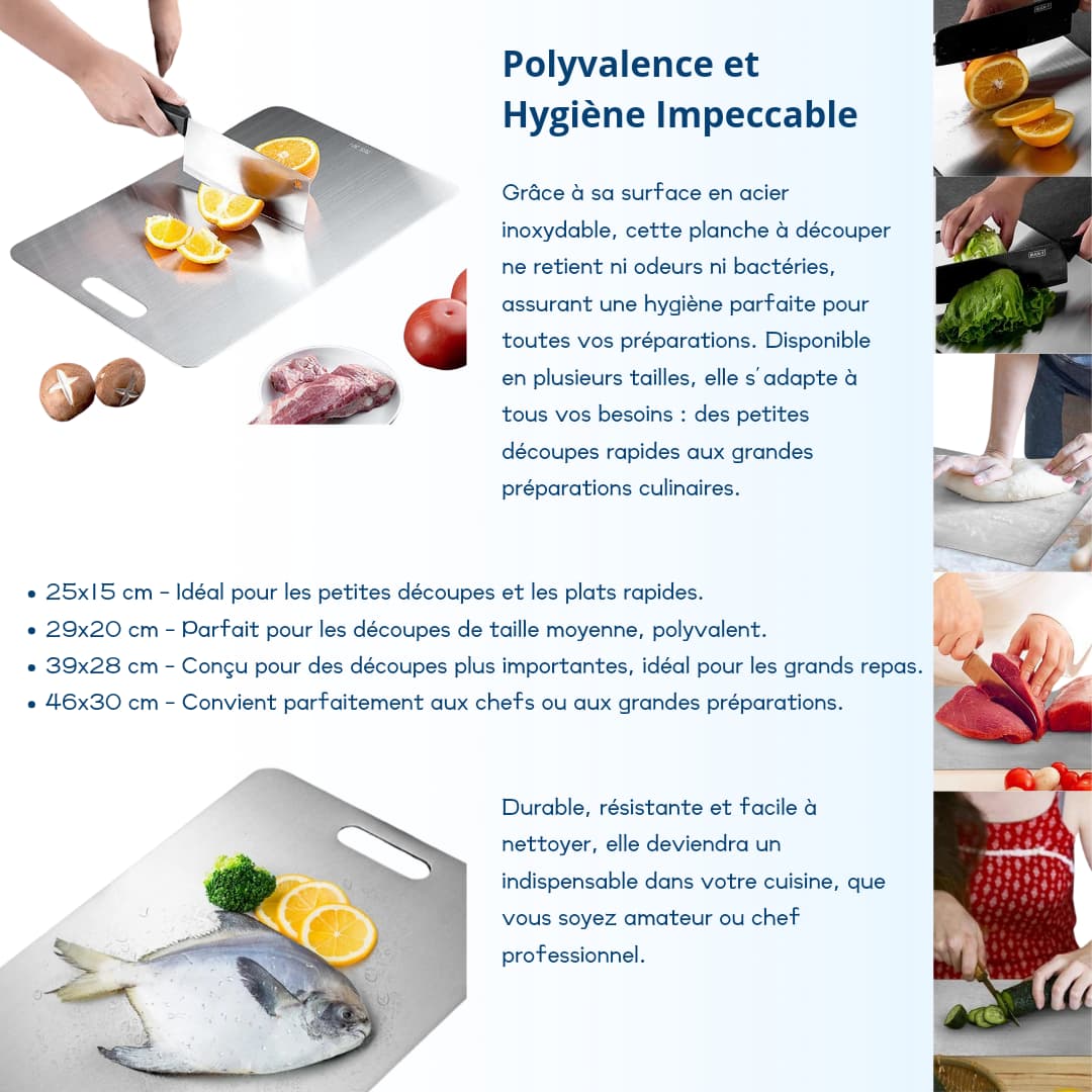 Planche à Découper en Acier Inoxydable - Polyvalence & Hygiène | udealmart.com